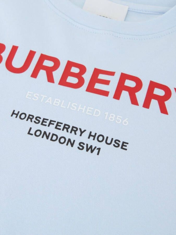 Burberry Kids T-shirt met Horseferry-print Blauw