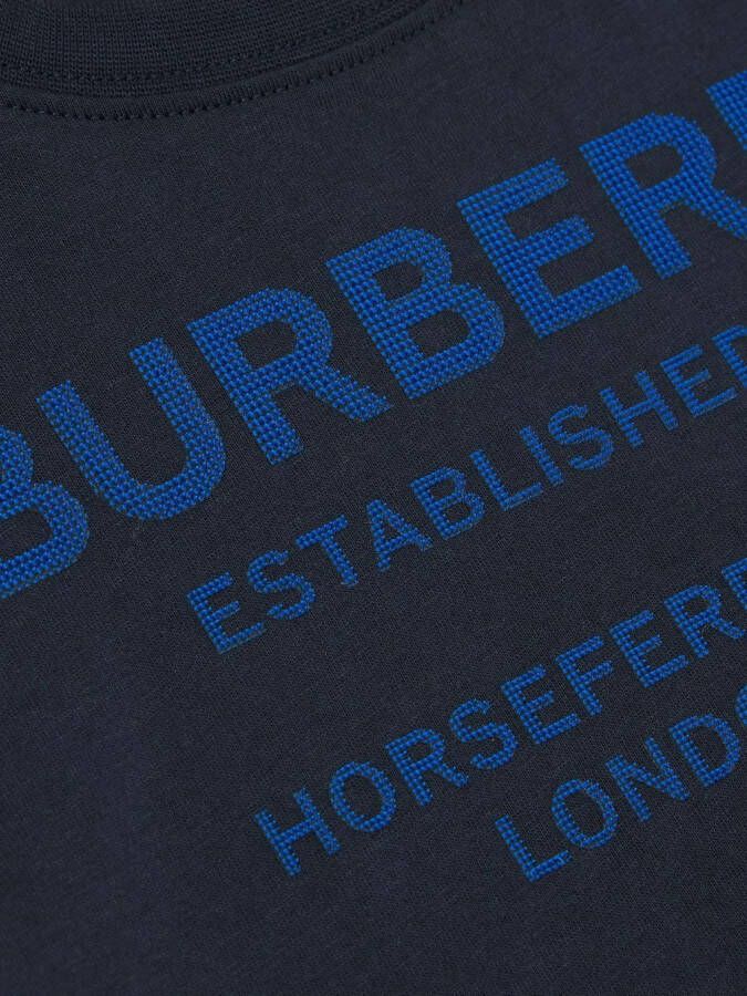Burberry Kids T-shirt met Horseferry print Blauw