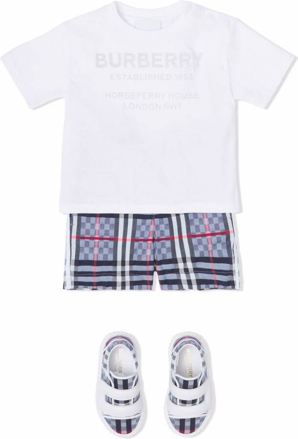 Burberry Kids T-shirt met Horseferry print Wit