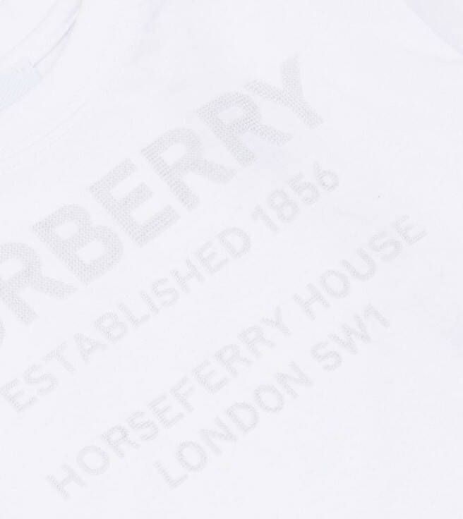 Burberry Kids T-shirt met Horseferry print Wit