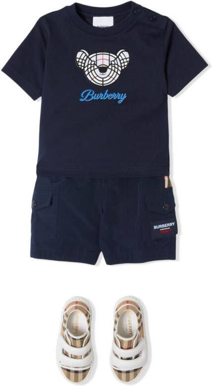 Burberry Kids Katoenen T-shirt Blauw