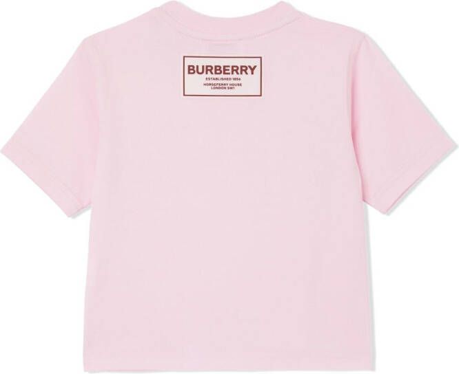 Burberry Kids T-shirt met borduurwerk Roze