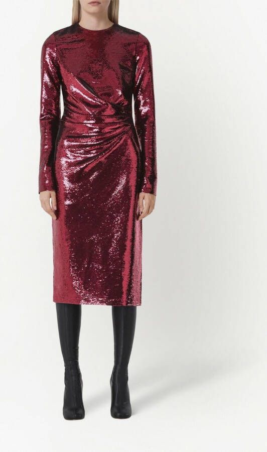 Burberry Midi-jurk met gesmockt detail Rood