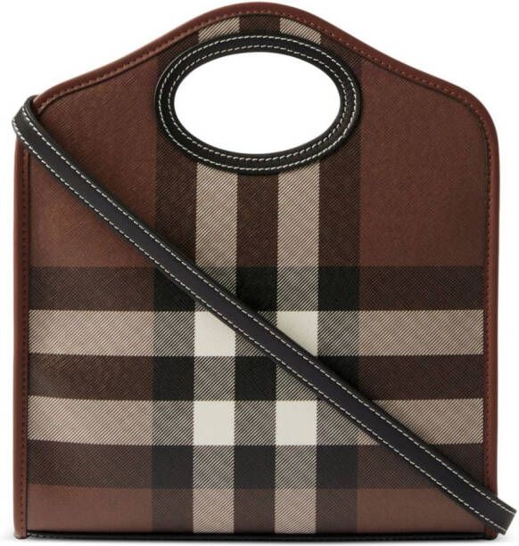 Burberry Leren kleine shopper Bruin
