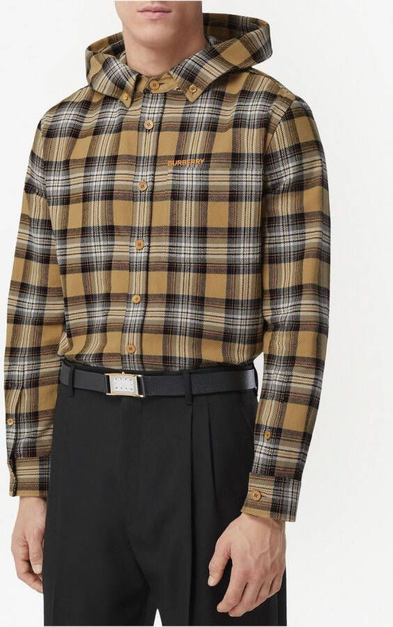 Burberry Overhemd met geborduurd logo Beige