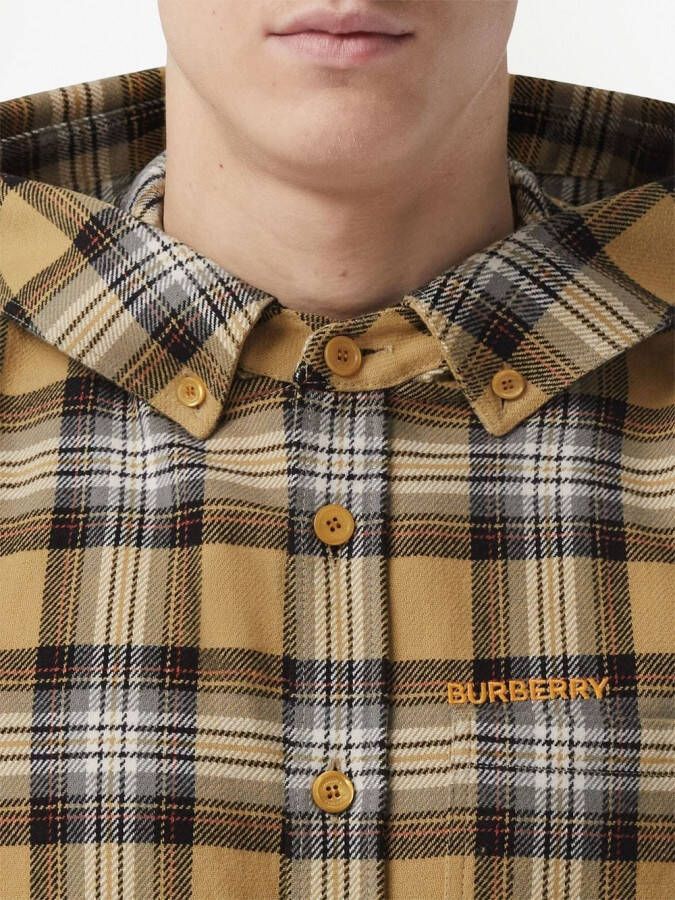 Burberry Overhemd met geborduurd logo Beige