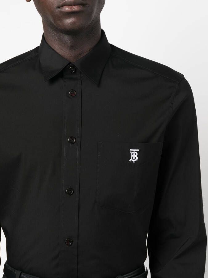 Burberry Overhemd met geborduurd logo Zwart