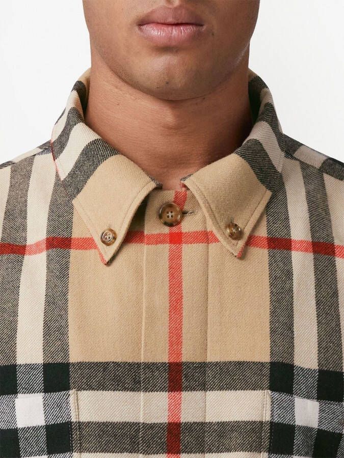 Burberry Overhemd met Vintage Check Beige