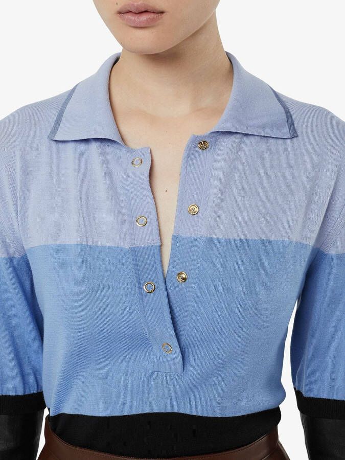 Burberry Polo shirt met detail van leer Blauw