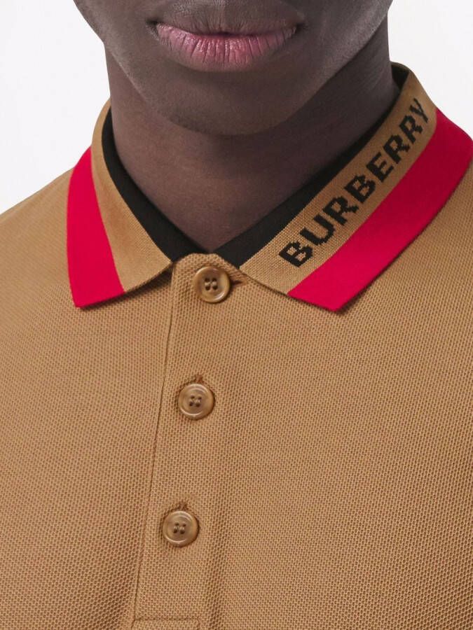 Burberry Poloshirt met gestreepte kraag Bruin