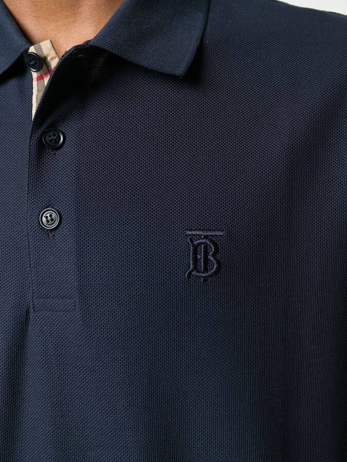 Burberry Poloshirt met monogram motief Blauw