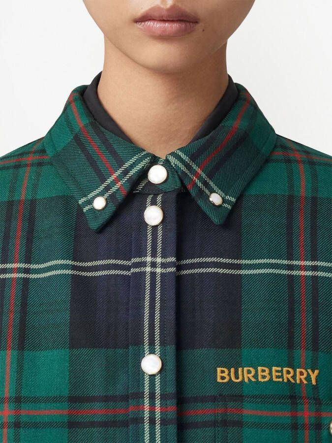Burberry Shirtjack met geborduurd logo Groen