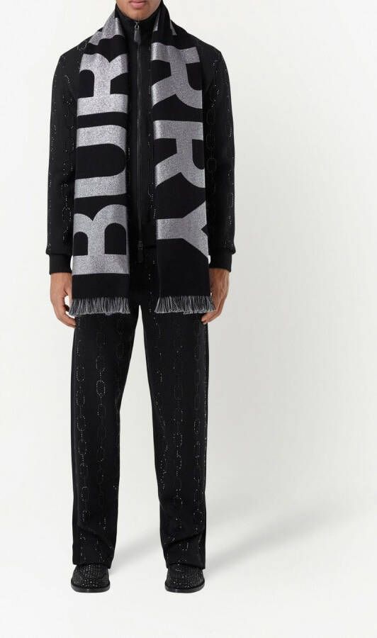 Burberry Sjaal met intarsia logo Zwart