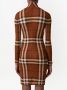 Burberry Geruite jersey jurk met trechterhals Bruin - Thumbnail 4