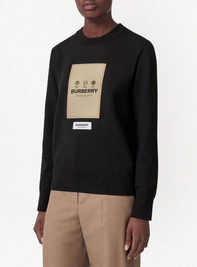 Burberry Sweater met logopatch Zwart