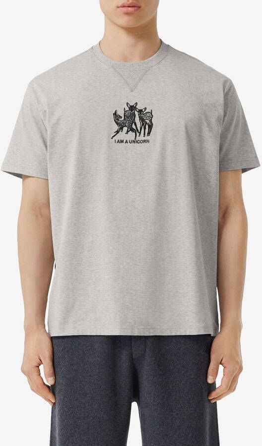 Burberry T-shirt met borduurwerk Grijs