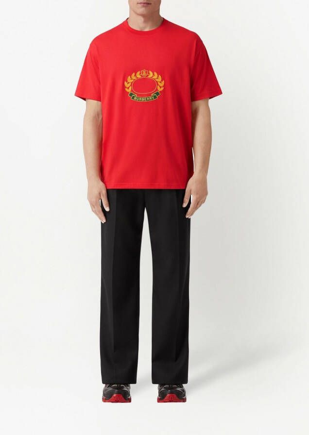Burberry T-shirt met borduurwerk Rood