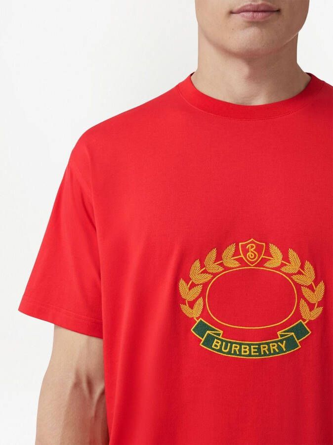 Burberry T-shirt met borduurwerk Rood