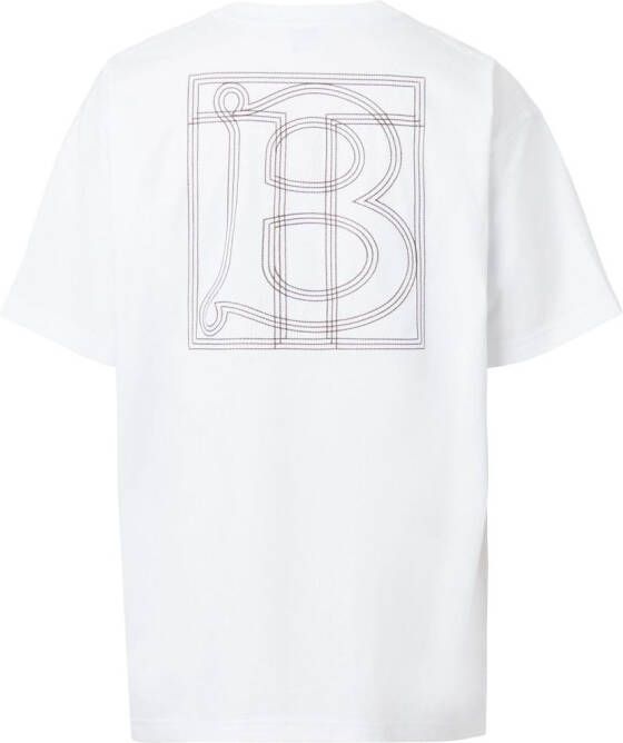 Burberry T-shirt met geborduurd logo Wit