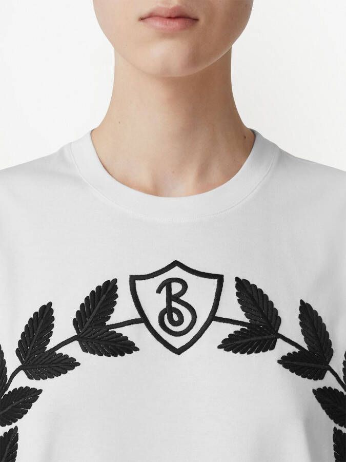 Burberry T-shirt met geborduurd logo Wit