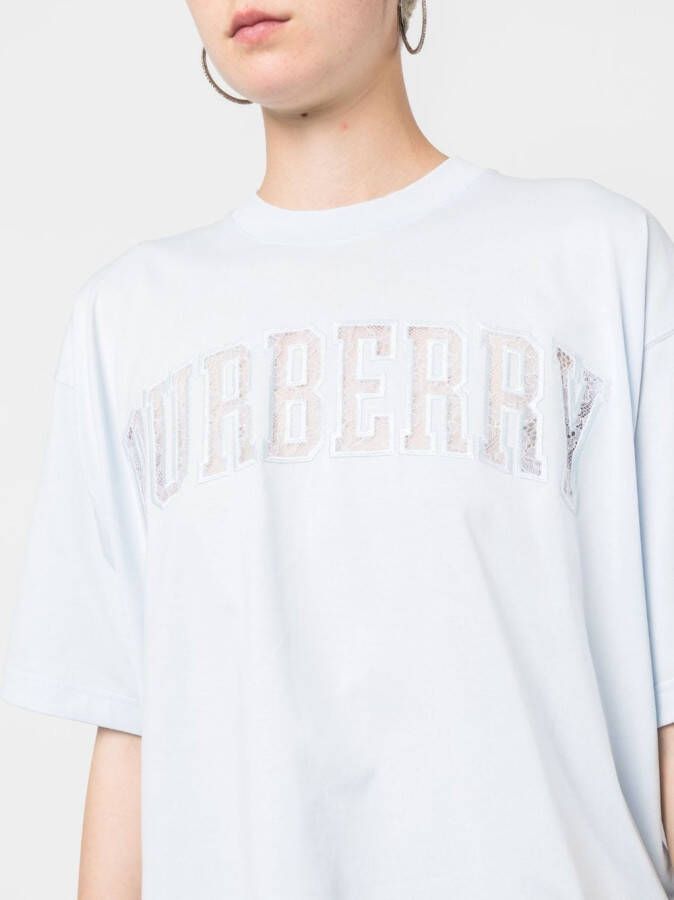 Burberry T-shirt met logoprint Blauw