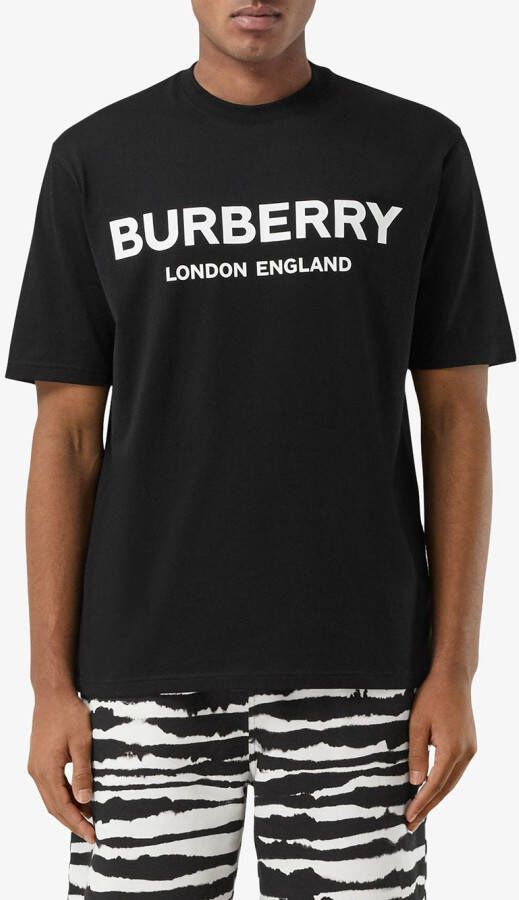 Burberry T-shirt met logoprint Zwart