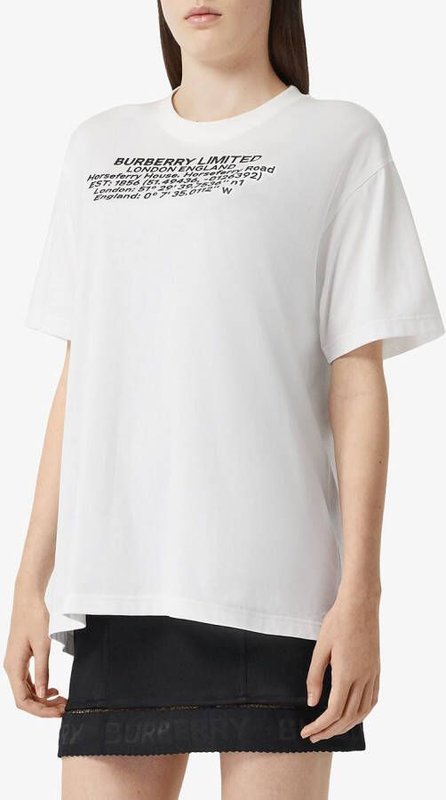 Burberry T-shirt met tekst Wit