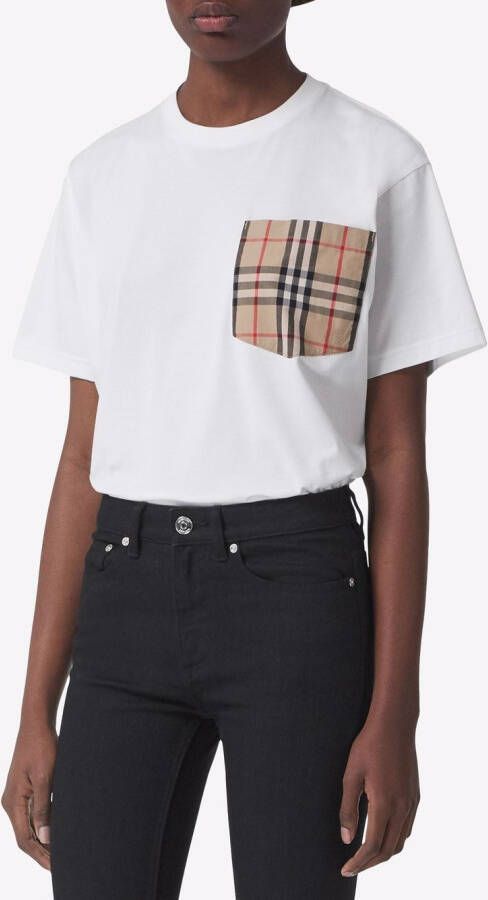 Burberry T-shirt met Vintage check patroon Wit