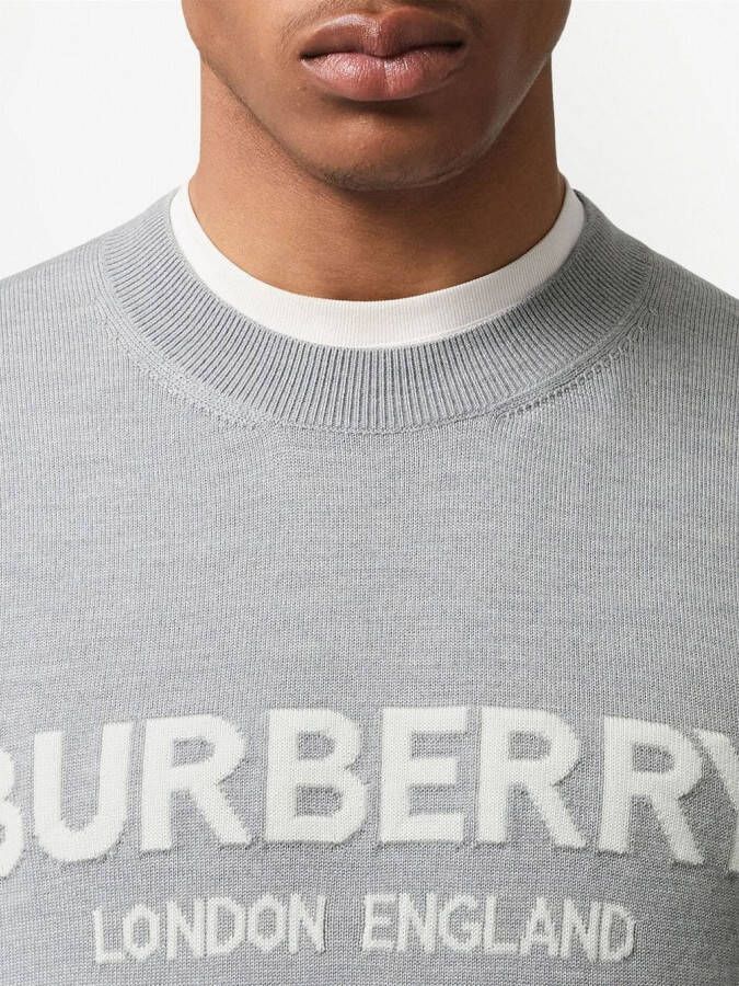 Burberry Trui met intarsia logo Grijs