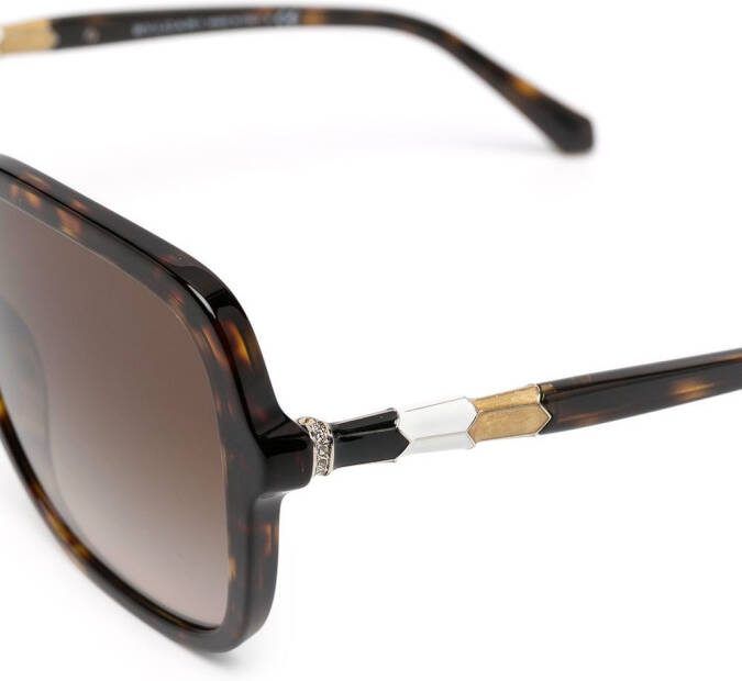 Bvlgari Zonnebril met oversized montuur Bruin