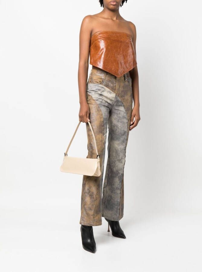 BY FAR Leren schoudertas Beige