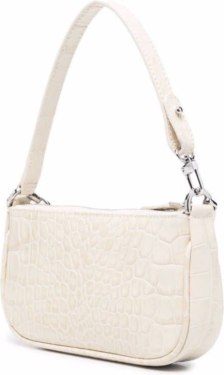 BY FAR Rachel schoudertas met krokodillenleer-effect Beige