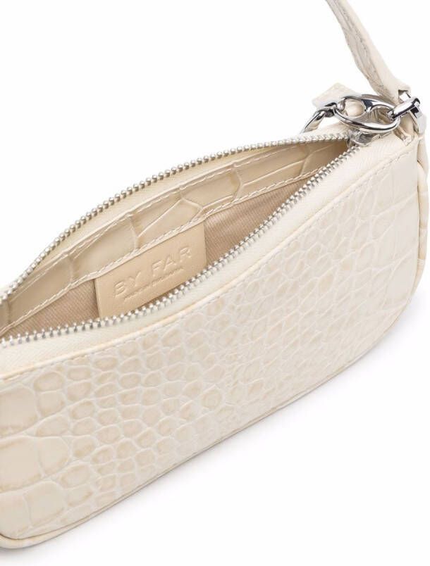 BY FAR Rachel schoudertas met krokodillenleer-effect Beige