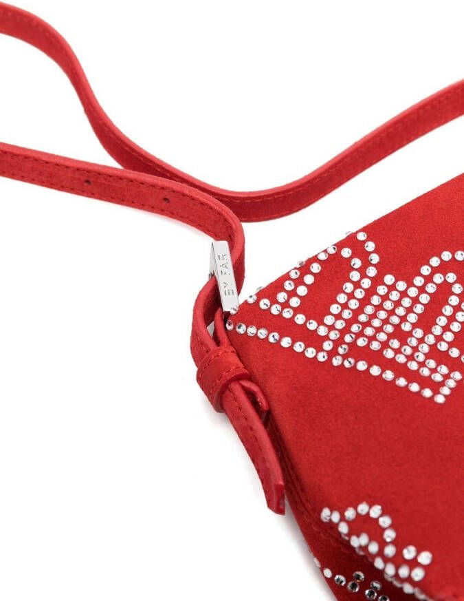 BY FAR Schoudertas verfraaid met kristallen Rood