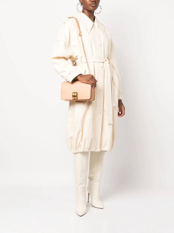By Malene Birger Leren schoudertas Beige