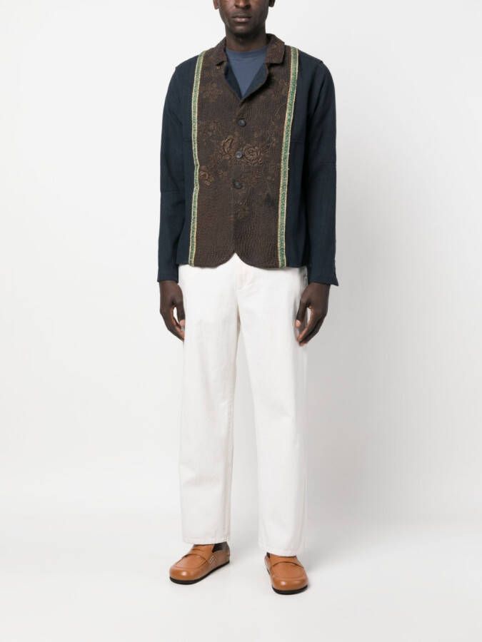 By Walid Blazer met geborduurde bloemen Blauw