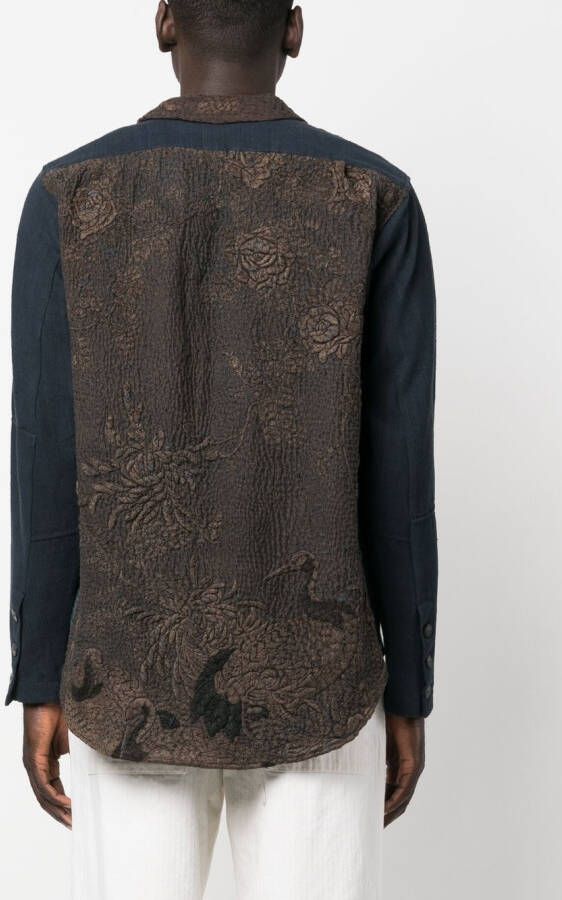By Walid Blazer met geborduurde bloemen Blauw