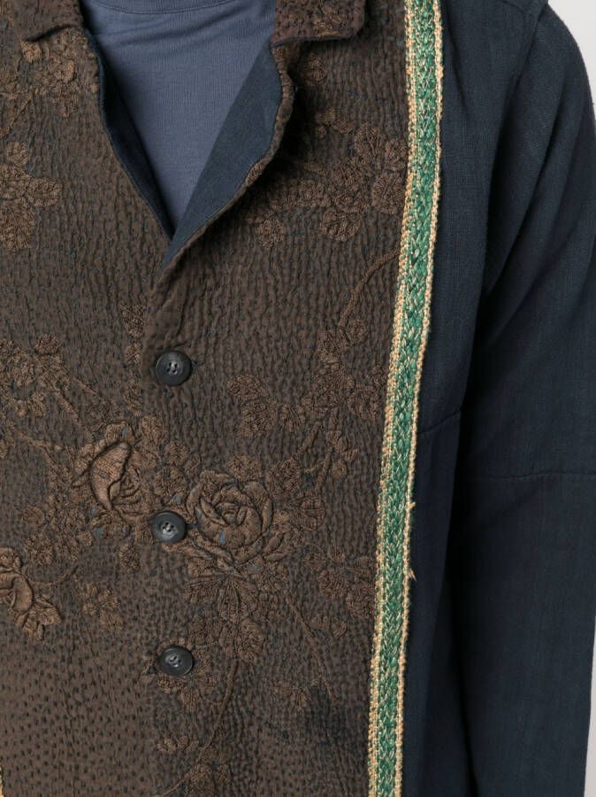 By Walid Blazer met geborduurde bloemen Blauw