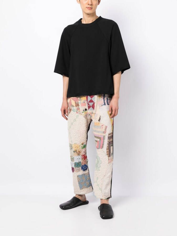 By Walid T-shirt met geborduurde bloemen Zwart