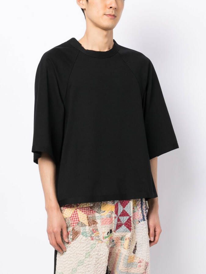 By Walid T-shirt met geborduurde bloemen Zwart