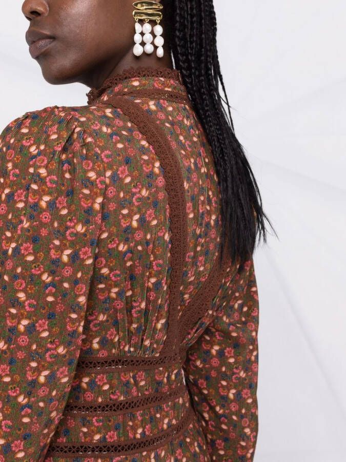 byTiMo Jurk met bloemenprint Bruin
