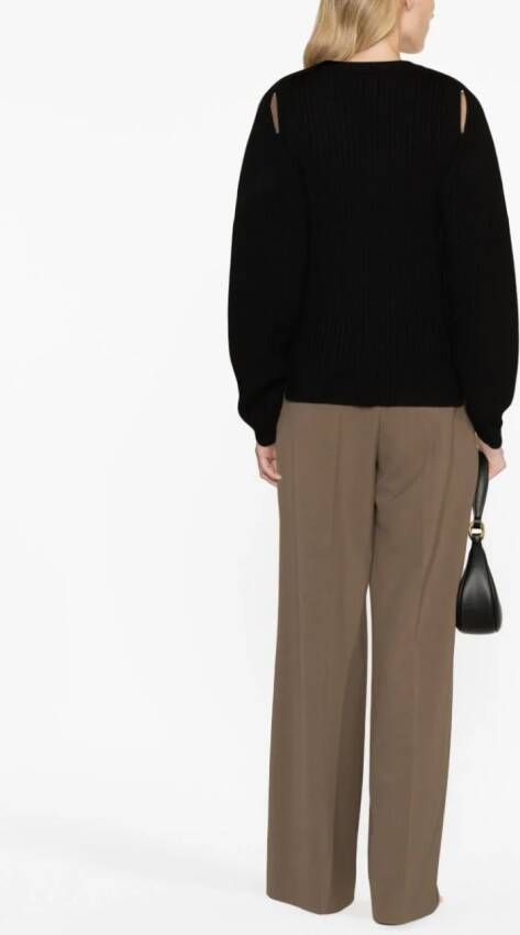 Calvin Klein cut-out ribbed wool jumper Zwart