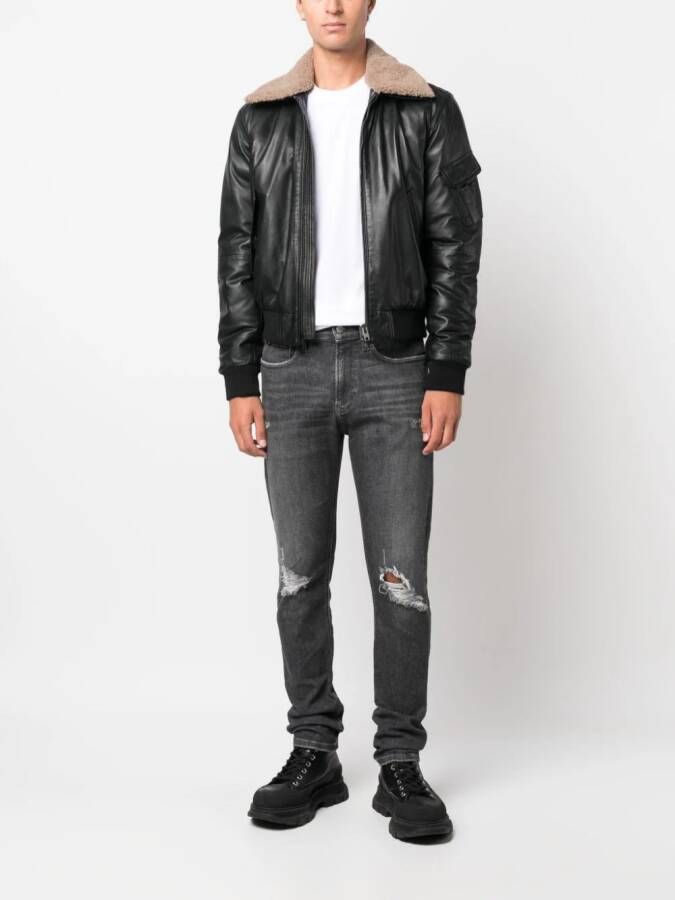 Calvin Klein Jeans distressed slim-fit jeans Grijs