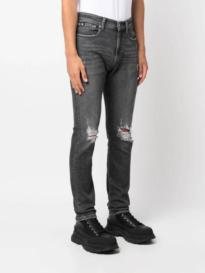 Calvin Klein Jeans distressed slim-fit jeans Grijs