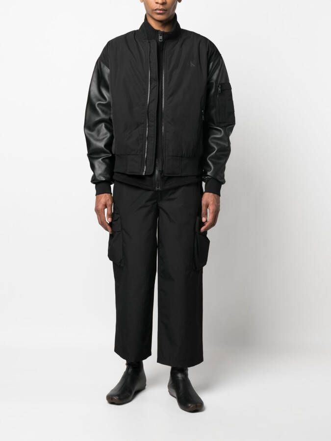 Calvin Klein Jeans Bomberjack met imitatieleer Zwart