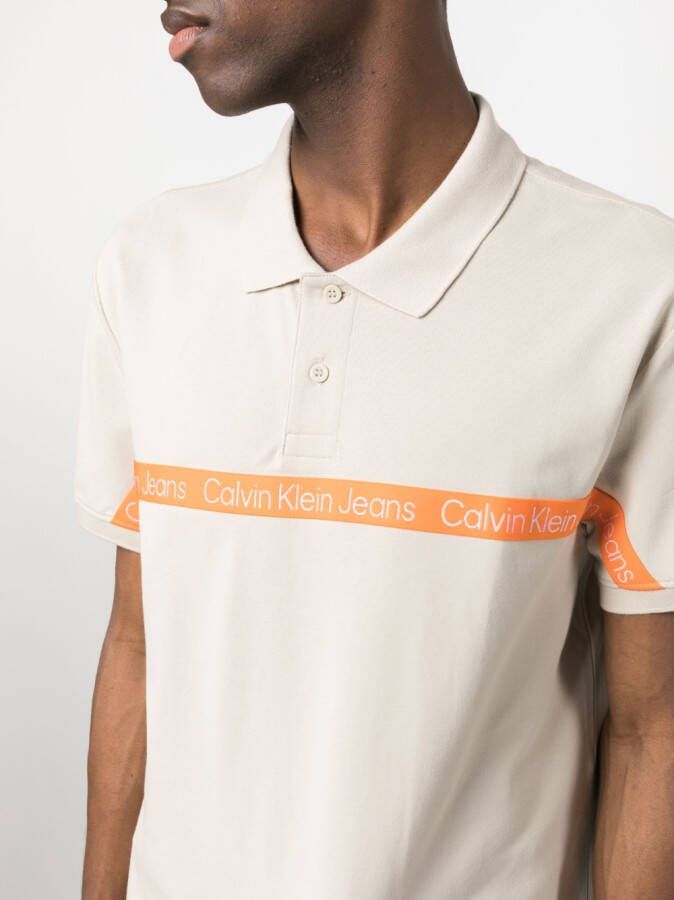 Calvin Klein Jeans Poloshirt met logo afwerking Beige