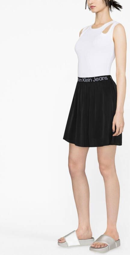 Calvin Klein Jeans Midi-rok met logo taille Zwart