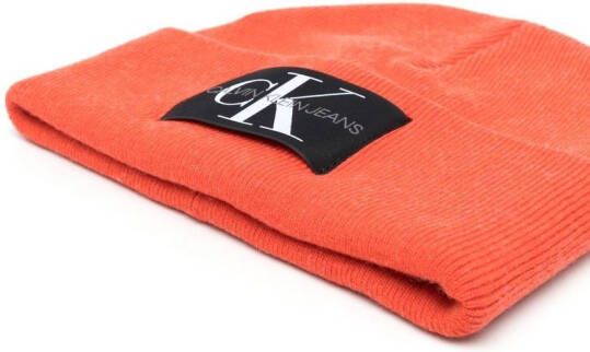 Calvin Klein Jeans Muts met logopatch Oranje