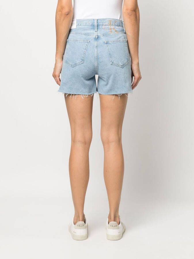 Calvin Klein Jeans Shorts met gerafelde afwerking Blauw