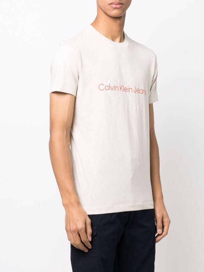 Calvin Klein Jeans T-shirt met logoprint Beige